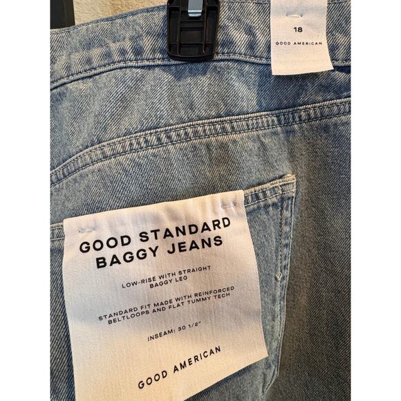 Good American Good Standard Baggy Jean Women 18 Plus NWT Distressed Straight Leg - Picture 5 of 8